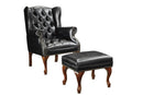 Roberts Button Tufted Back Accent Chair with Ottoman Black and Espresso - NY Furniture Direct (NY)
