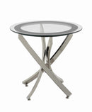 Brooke Glass Top End Table Chrome and Black - NY Furniture Direct (NY)
