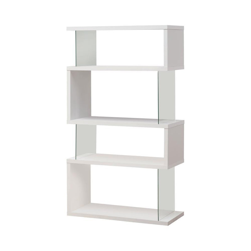 Emelle 4-tier Bookcase White and Clear