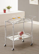 Shadix 2-tier Serving Cart with Glass Top Chrome and Clear - NY Furniture Direct (NY)