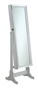 Elle Jewelry Cheval Mirror with Crytal Trim Silver - NY Furniture Direct (NY)