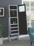 Elle Jewelry Cheval Mirror with Crytal Trim Silver - NY Furniture Direct (NY)