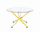 Beckham Round Dining Table Brass and Clear - NY Furniture Direct (NY)