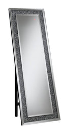 Carisi Rectangular Standing Mirror with LED Lighting Silver - NY Furniture Direct (NY)
