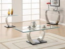 Pruitt Glass Top End Table Clear and Satin - NY Furniture Direct (NY)