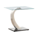 Pruitt Glass Top End Table Clear and Satin - NY Furniture Direct (NY)