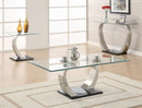 Pruitt Glass Top Coffee Table Clear and Satin - NY Furniture Direct (NY)