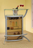Dallas 2-shelf Home Bar Silver and Frosted Glass - NY Furniture Direct (NY)