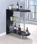Adolfo 3-tier Bar Table Glossy Black and Clear - NY Furniture Direct (NY)