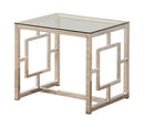 Merced Square Tempered Glass Top End Table Nickel - NY Furniture Direct (NY)