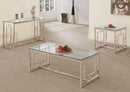 Merced Rectangle Glass Top Coffee Table Nickel - NY Furniture Direct (NY)