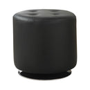 Bowman Round Upholstered Ottoman Black - NY Furniture Direct (NY)