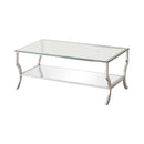 Saide Rectangular Coffee Table with Mirrored Shelf Chrome - NY Furniture Direct (NY)