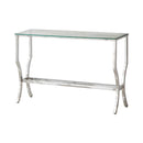 Saide Rectangular Sofa Table with Mirrored Shelf Chrome - NY Furniture Direct (NY)