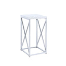 Edmund Accent Table with X-cross Glossy White and Chrome - NY Furniture Direct (NY)