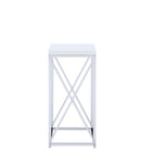 Edmund Accent Table with X-cross Glossy White and Chrome - NY Furniture Direct (NY)
