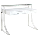 Gemma 2-drawer Writing Desk Glossy White and Chrome - NY Furniture Direct (NY)