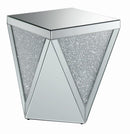 Amore Square End Table with Triangle Detailing Silver and Clear Mirror - NY Furniture Direct (NY)