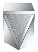 Amore Square End Table with Triangle Detailing Silver and Clear Mirror - NY Furniture Direct (NY)