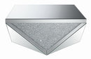 Amore Square Coffee Table with Triangle Detailing Silver and Clear Mirror - NY Furniture Direct (NY)