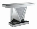 Amore Rectangular Sofa Table with Triangle Detailing Silver and Clear Mirror - NY Furniture Direct (NY)