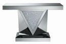 Amore Rectangular Sofa Table with Triangle Detailing Silver and Clear Mirror - NY Furniture Direct (NY)