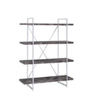 Grimma 4-shelf Bookcase Rustic Grey Herringbone - NY Furniture Direct (NY)