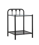 Livingston 1-shelf Nightstand with Glass Top Dark Bronze - NY Furniture Direct (NY)