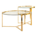 Delia 2-piece Round Nesting Table Clear and Gold - NY Furniture Direct (NY)