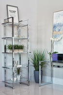 Hartford Glass Shelf Bookcase Chrome - NY Furniture Direct (NY)