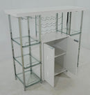 Gallimore 2-door Bar Cabinet with Glass Shelf High Glossy White and Chrome - NY Furniture Direct (NY)