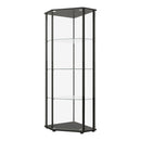Zenobia Glass Shelf Curio Cabinet Clear and Black - NY Furniture Direct (NY)