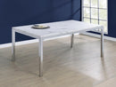 Athena Rectangle Dining Table with Marble Top Chrome - NY Furniture Direct (NY)