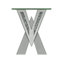 Taffeta V-shaped End Table with Glass Top Silver - NY Furniture Direct (NY)