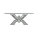 Taffeta V-shaped Coffee Table with Glass Top Silver - NY Furniture Direct (NY)