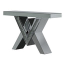 Taffeta V-shaped Sofa Table with Glass Top Silver - NY Furniture Direct (NY)