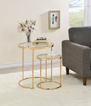 Maylin 2-piece Round Glass Top Nesting Tables Gold - NY Furniture Direct (NY)