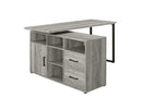 Hertford L-shape Office Desk with Storage Grey Driftwood - NY Furniture Direct (NY)