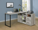 Hertford L-shape Office Desk with Storage Grey Driftwood - NY Furniture Direct (NY)