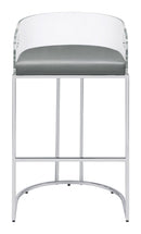 Thermosolis Acrylic Back Bar Stools Grey and Chrome (Set of 2) - NY Furniture Direct (NY)