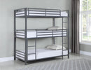 Maynard Metal Triple Twin Bunk Bed Gunmetal - NY Furniture Direct (NY)