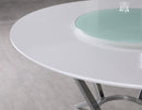 Abby Round Dining Table with Lazy Susan White and Chrome - NY Furniture Direct (NY)
