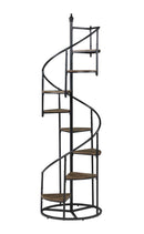 Roseglen 8-shelf Staircase Bookcase Rustic Brown and Black - NY Furniture Direct (NY)