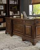 Hartshill Executive Desk with File Cabinets Burnished Oak - NY Furniture Direct (NY)