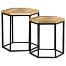 Adger 2-piece Hexagon Nesting Tables Natural and Black - NY Furniture Direct (NY)