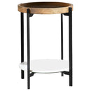 Adhvik Round Accent Table with Marble Shelf Natural and Black - NY Furniture Direct (NY)