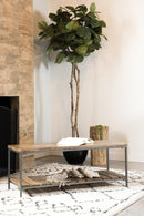 Gerbera Accent Bench with Slat Shelf Natural and Gunmetal - NY Furniture Direct (NY)