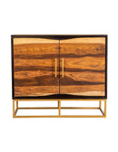 Zara 2-door Accent Cabinet Black Walnut and Gold - NY Furniture Direct (NY)