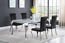 Carone Rectangular Glass Top Dining Table White and Chrome - NY Furniture Direct (NY)