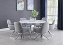 Abby Round Dining Table with Lazy Susan White and Chrome - NY Furniture Direct (NY)